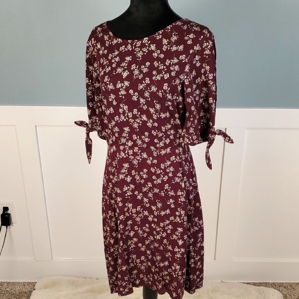 41 Hawthorn Abby Tie Detail Dress Burgundy M NWT